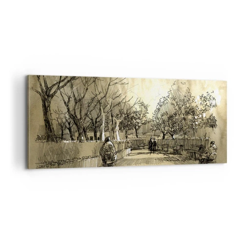 Canvastavla - Bild på duk - En stund fångad med penna - 100x40 cm