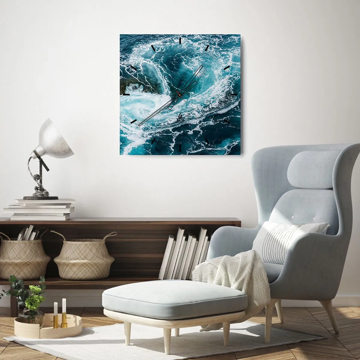 Väggklocka - Klocka på glas - Porten till jordens inre - 40x40 cm