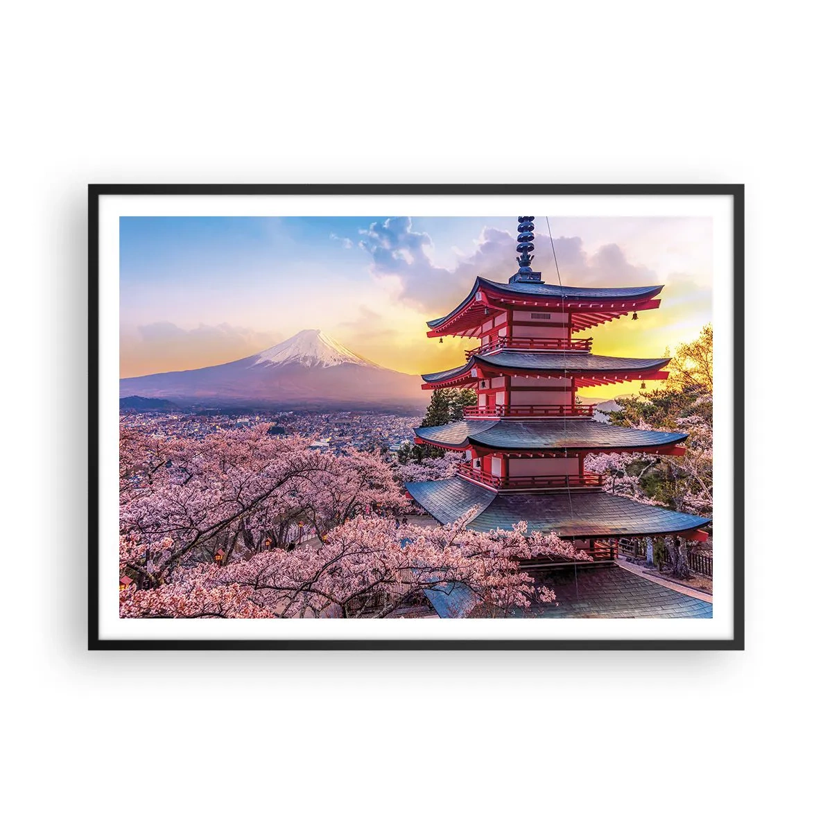 Affisch i svart ram - Essens av den japanska andan - 100x70 cm