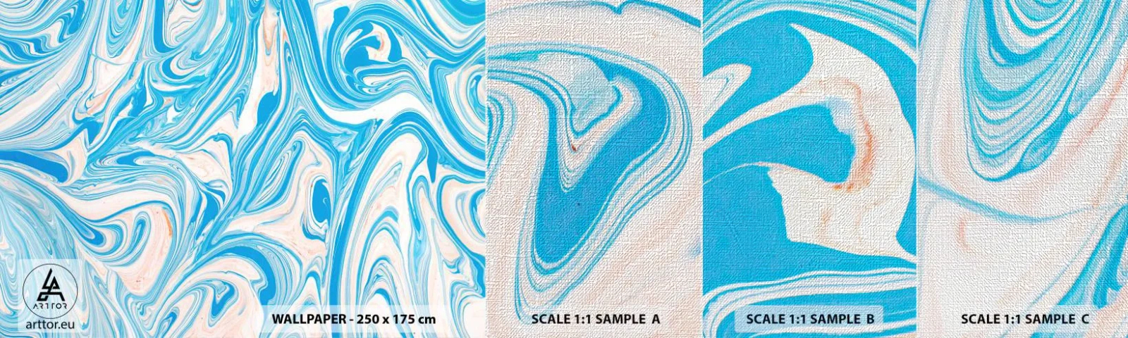 Provbit av fototapet Premium Canvas - Utspilld turkos - Abstraktion, Bit, Modernt mönster - 100x30 cm