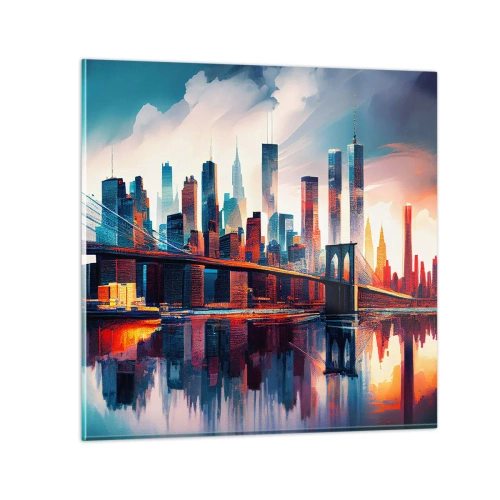 Glastavla - Bild på glas - Fenomenala New York - 70x70 cm