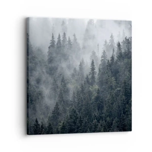 Canvastavla - Bild på duk - Gryning i skogen - 30x30 cm