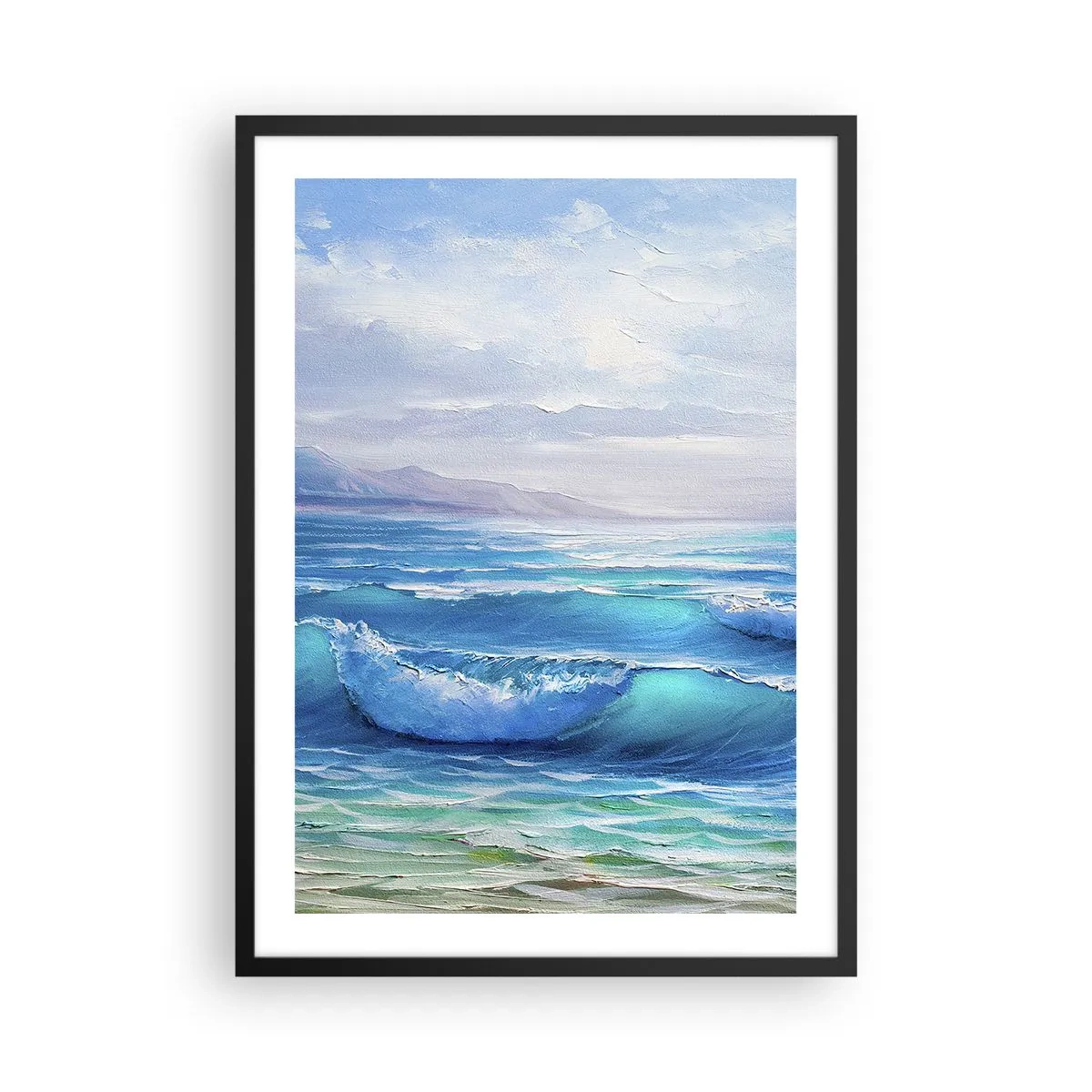 Affisch i svart ram - Havsvågor mot den blå himlen - 50x70cm - Stillande - Modern väggdekoration för vardagsrum och sovrum ARTTOR