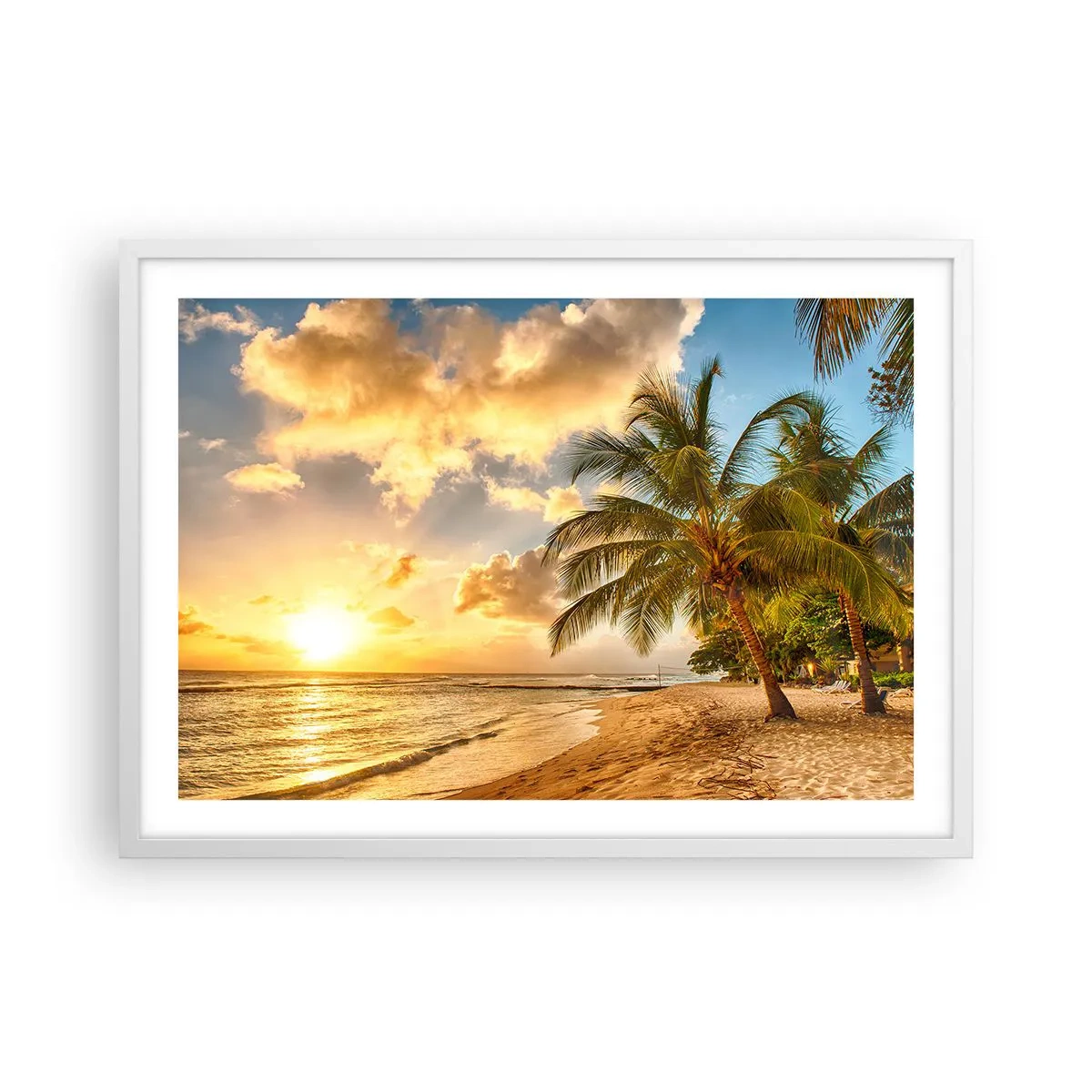 Affisch i vit ram - Evig sommar, alltid semester - 70x50 cm