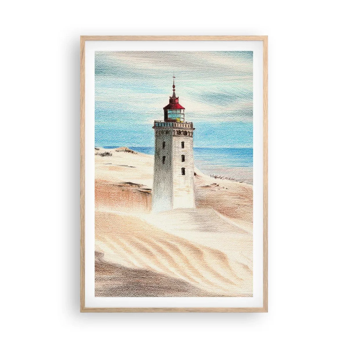 Affisch i ram av ljusek - Tittar alltid i havet - 61x91 cm