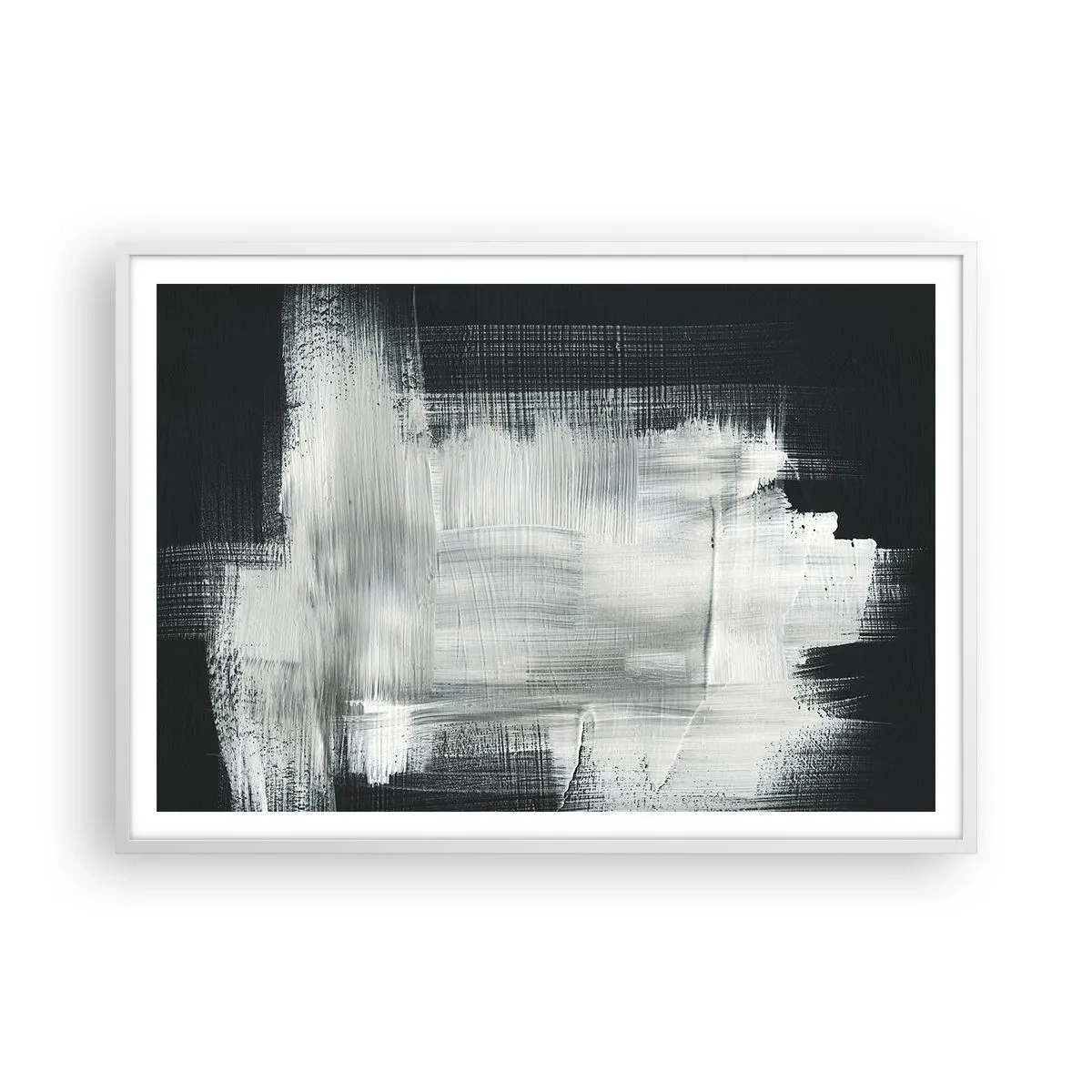 Affisch i vit ram - Vävd av det vertikala och horisontella - 100x70 cm