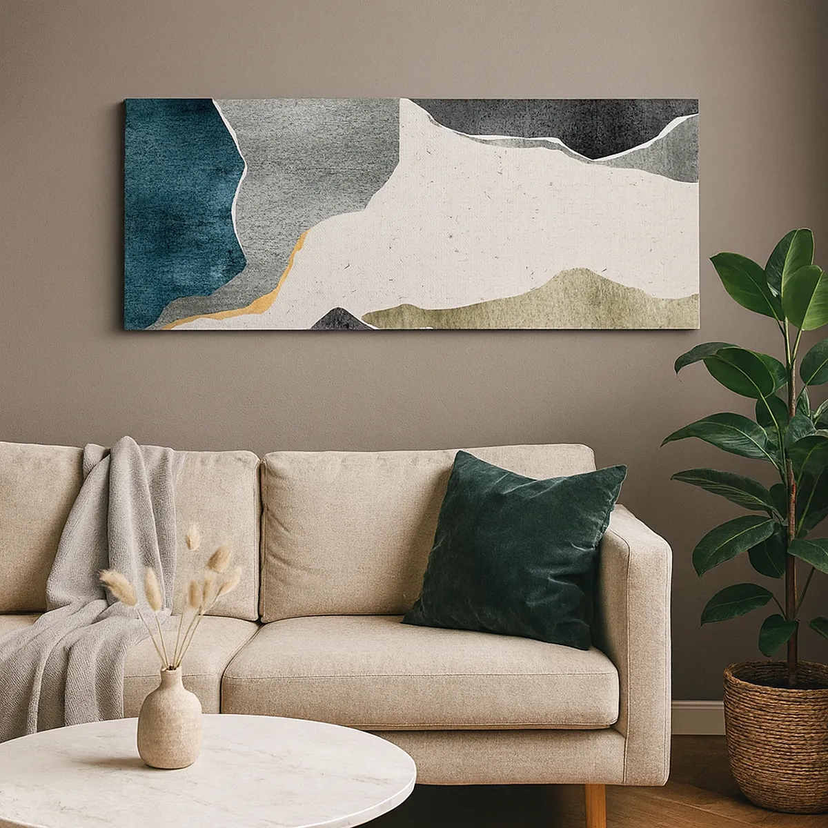 Canvastavla - Bild på duk - Mosaikkomposition med en guldtråd - 30x30 cm