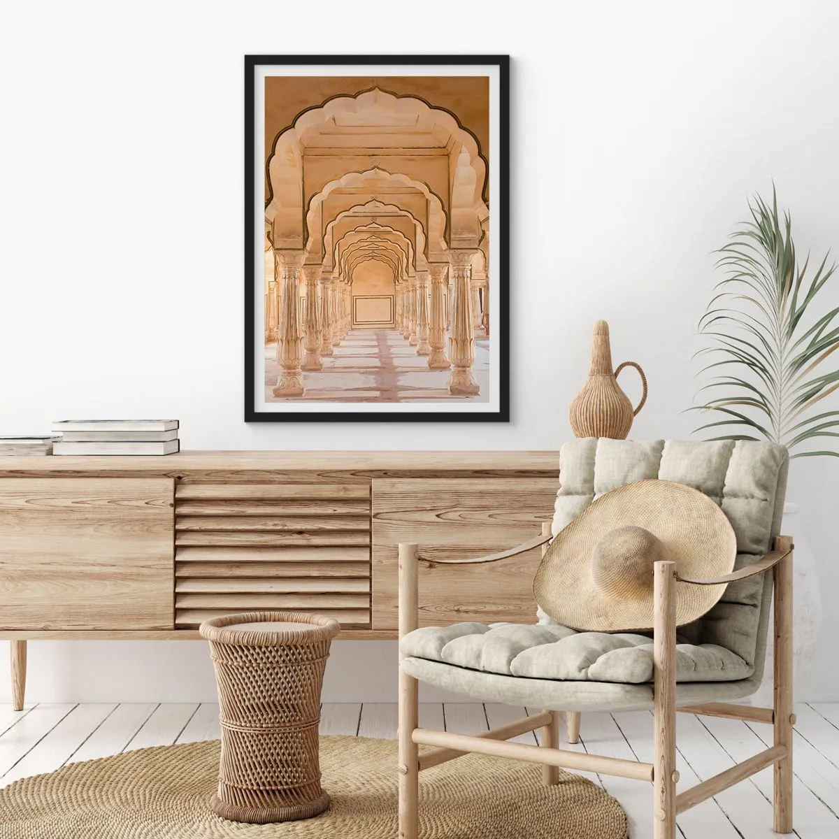 Affisch i svart ram - Orientalisk symmetri - 50x70cm - I maharajas palats - Modern väggdekoration för vardagsrum och sovrum ARTTOR