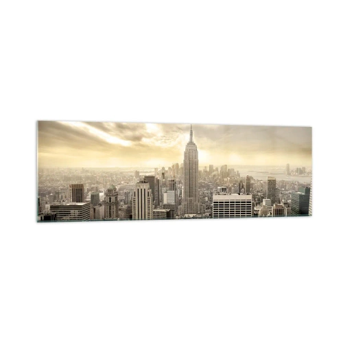 Glastavla - Bild på glas - New York i grånyanser - 160x50 cm