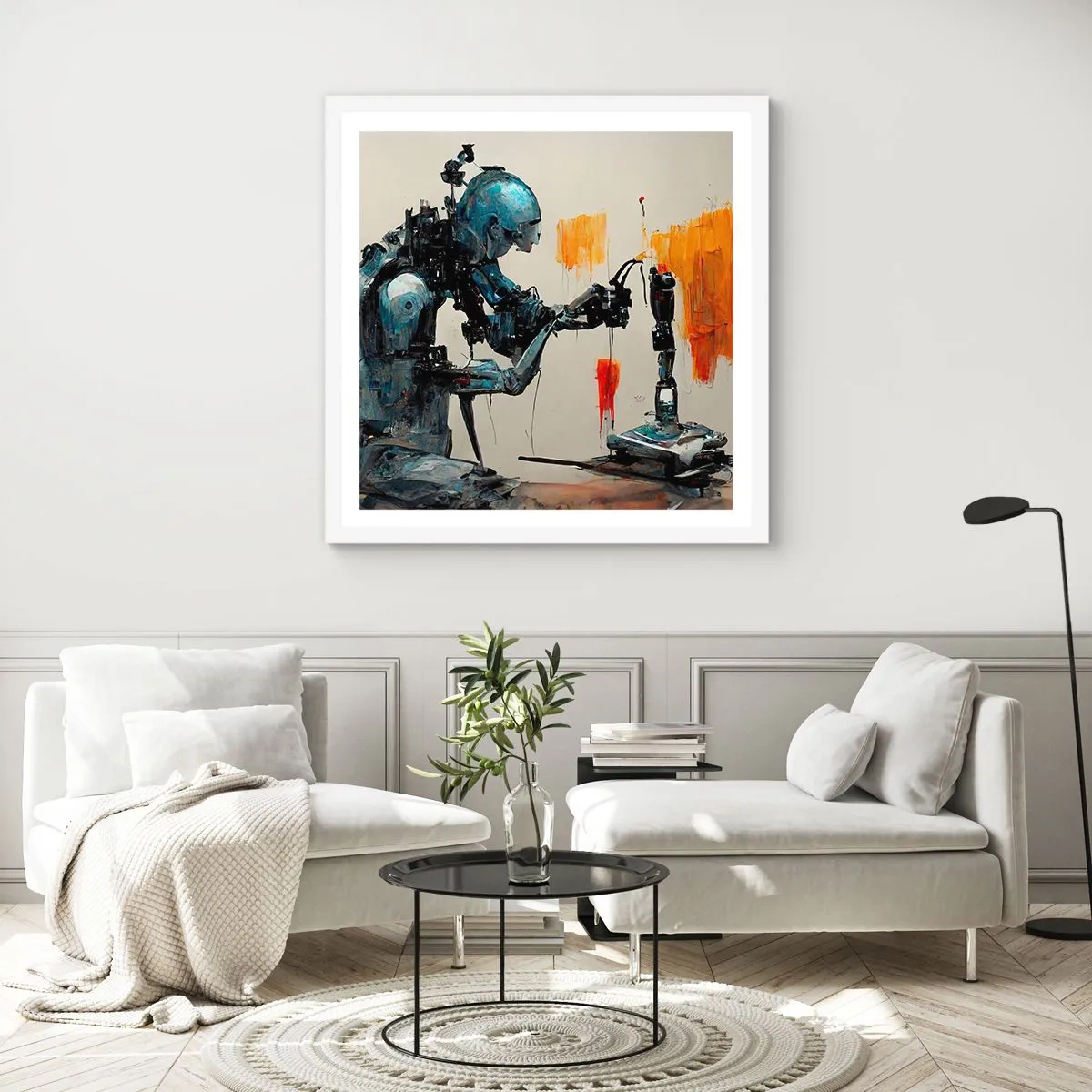 Affisch i vit ram - Kommer i morgon... - 50x50 cm