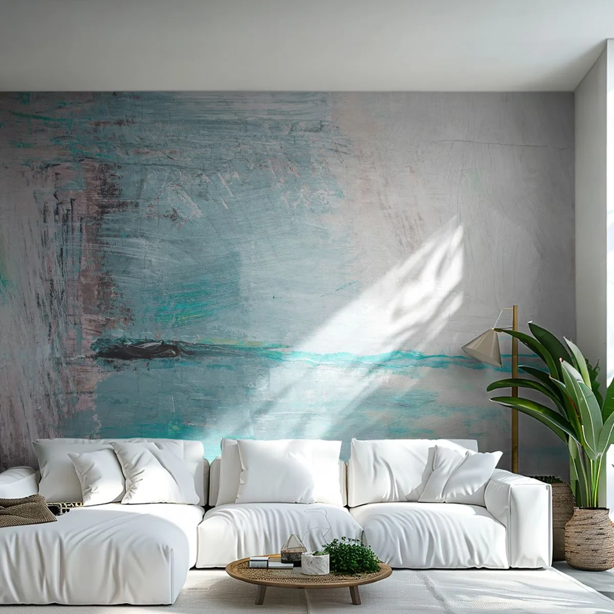 Fototapet Standard Eco - Horisontellt i blått - Abstraktion, Bit, Modernt mönster - 200x140 cm