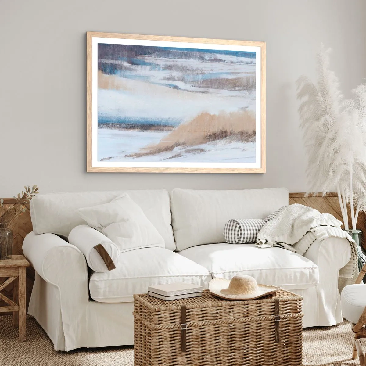 Affisch i ram av ljusek - Vinterkomposition - 70x50 cm