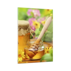 Glastavla - Bild på glas - Sött och blommigt - 50x70 cm