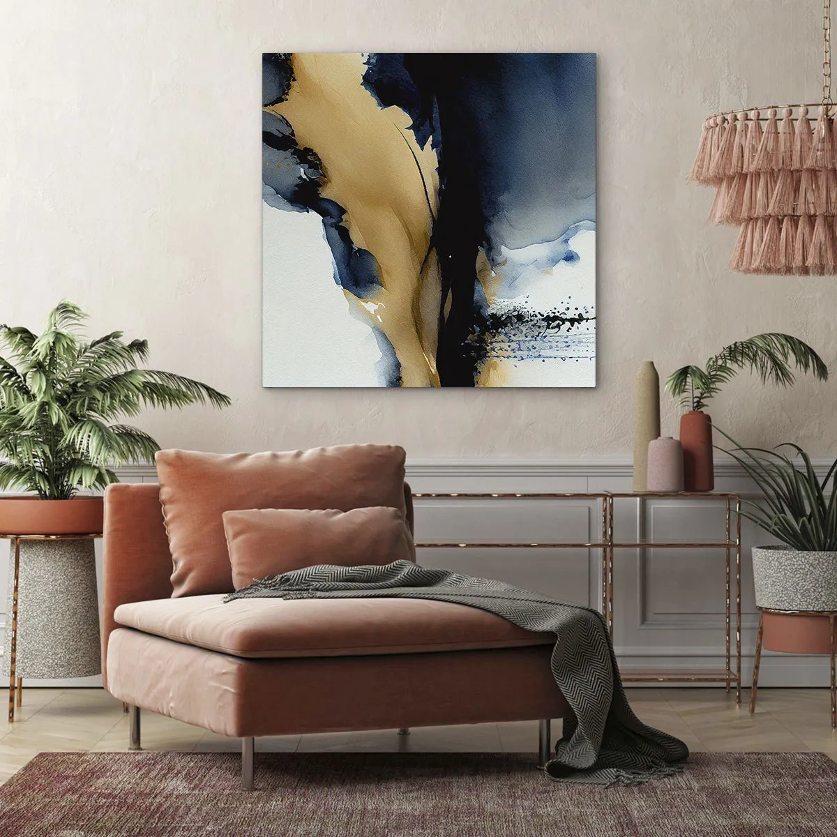 Canvastavla - Bild på duk - Bakom ridån - 70x70 cm