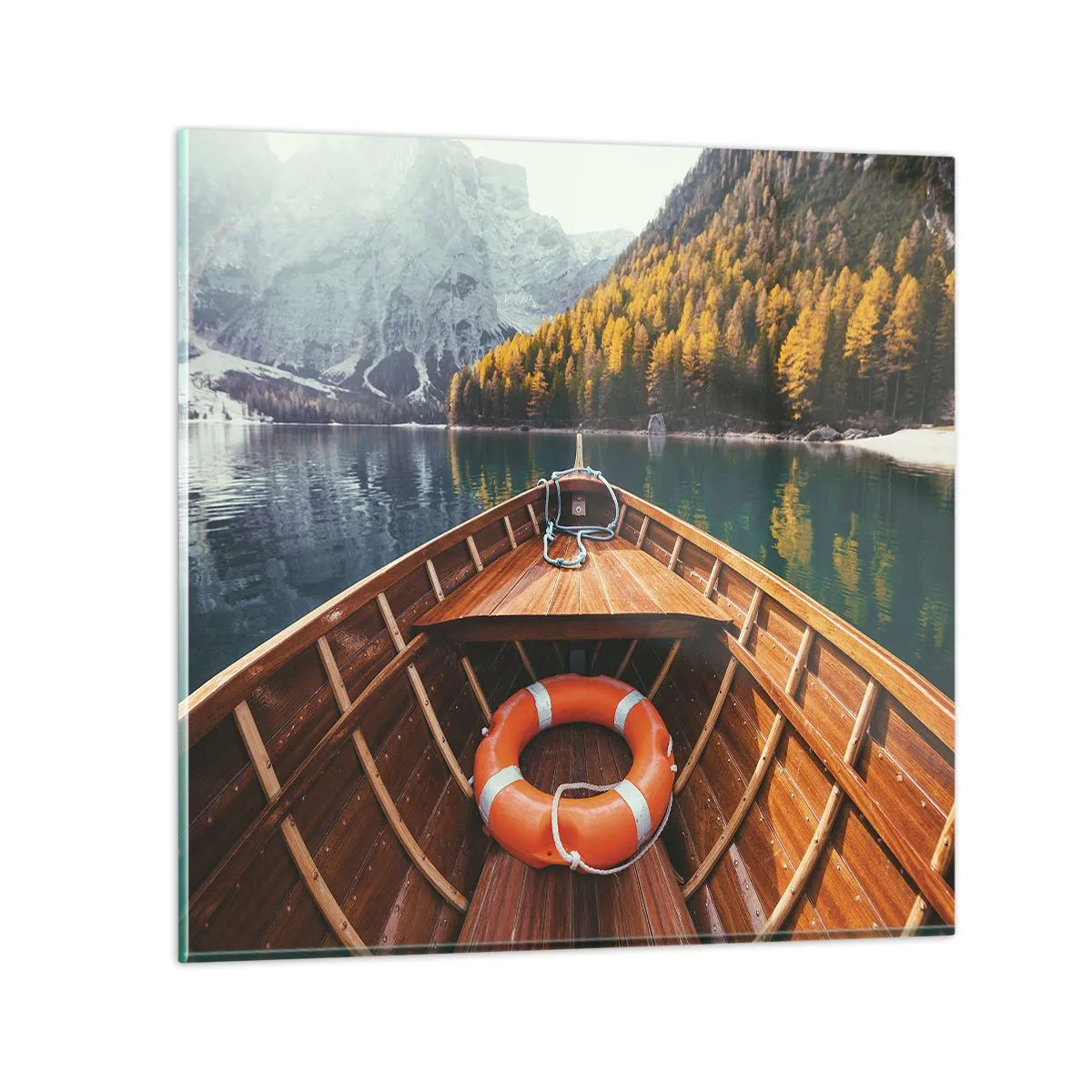Glastavla - Bild på glas - Utflykt i fjällen - 40x40 cm