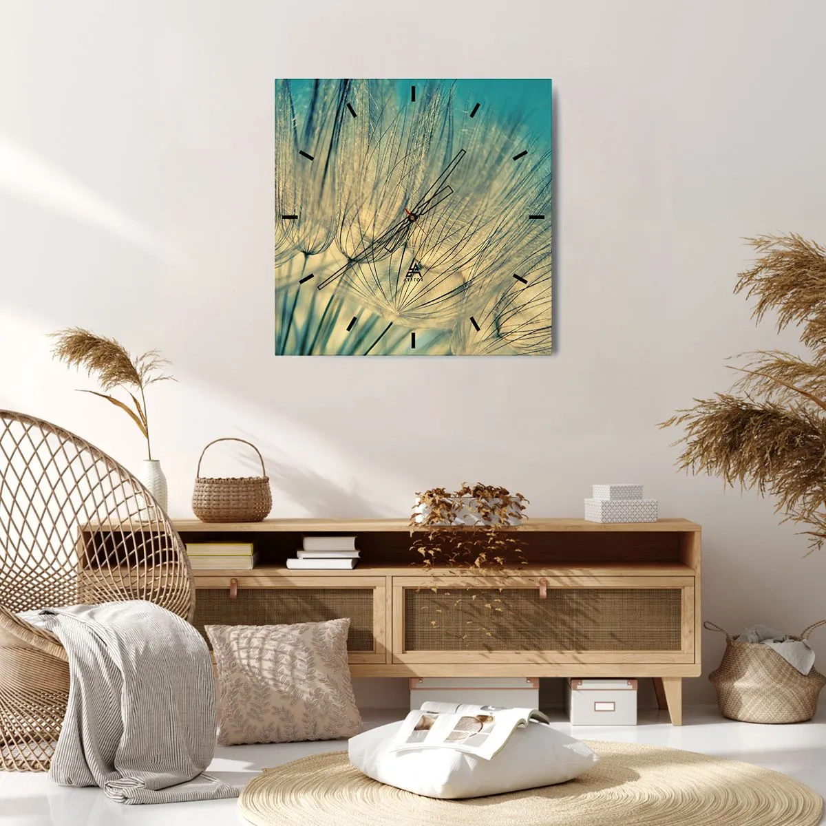 Väggklocka - Klocka på glas - I väntan på vinden - 40x40 cm