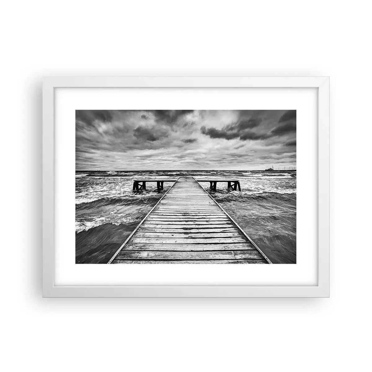 Affisch i vit ram - Jag väntar på vind som blåser bort... - 40x30 cm