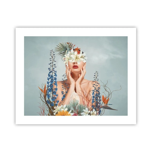 Affisch - Kvinna - blomma - 50x40 cm