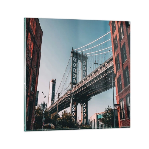 Glastavla - Bild på glas - Över stadens vågor - 60x60 cm