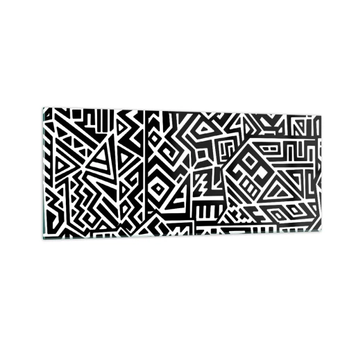 Glastavla - Bild på glas - Prekolumbisk komposition - 100x40 cm