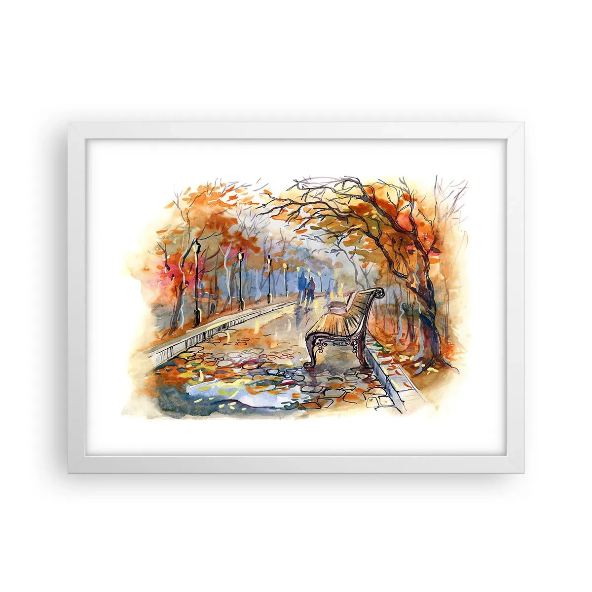 Affisch i vit ram - Vandra tillsammans mot hösten - 40x30 cm