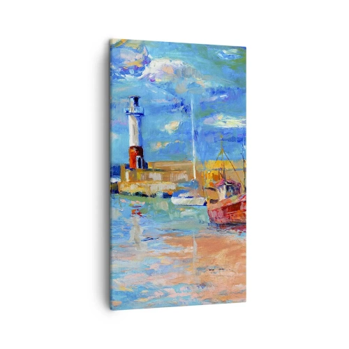 Canvastavla - Bild på duk - Eftermiddag i regnbågsviken - 45x80 cm