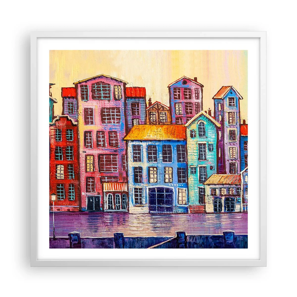 Affisch i vit ram - En sagostad - 60x60 cm