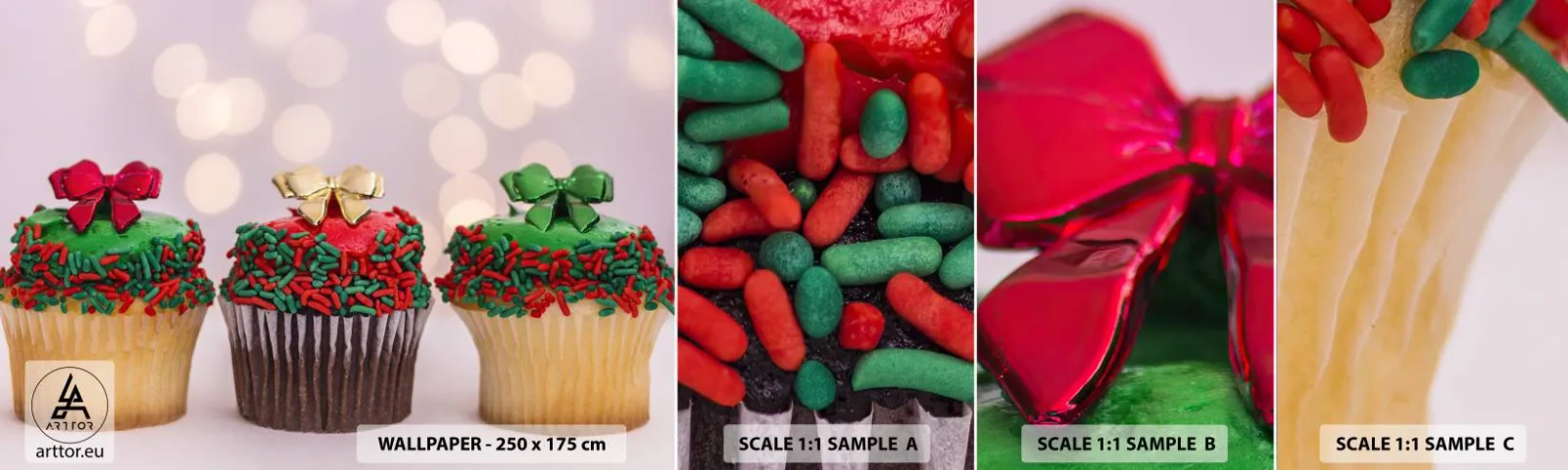 Fototapet Prov Standard Eco - Läckert - Gastronomi, Småkakor, Färgglada muffins - 100x30 cm