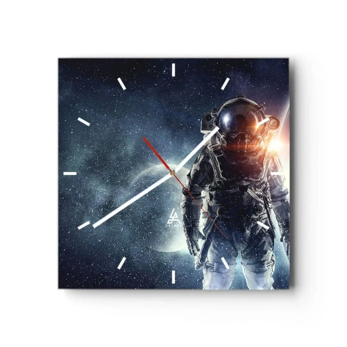 Väggklocka - Klocka på glas - Äventyr i rymden - 30x30 cm
