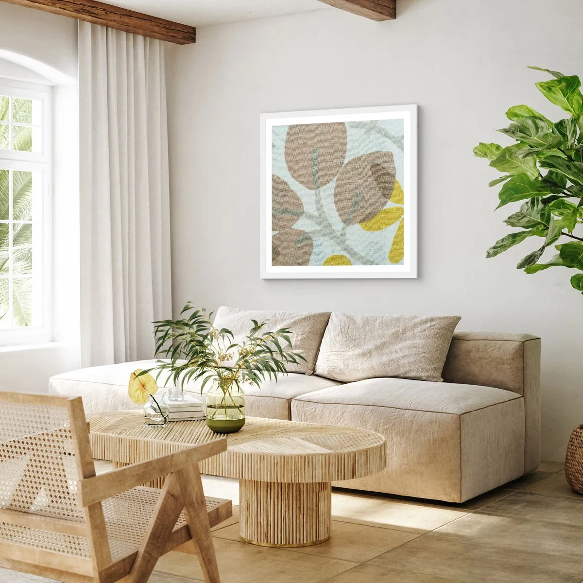 Affisch i vit ram - Komposition i solskenet - 60x60 cm