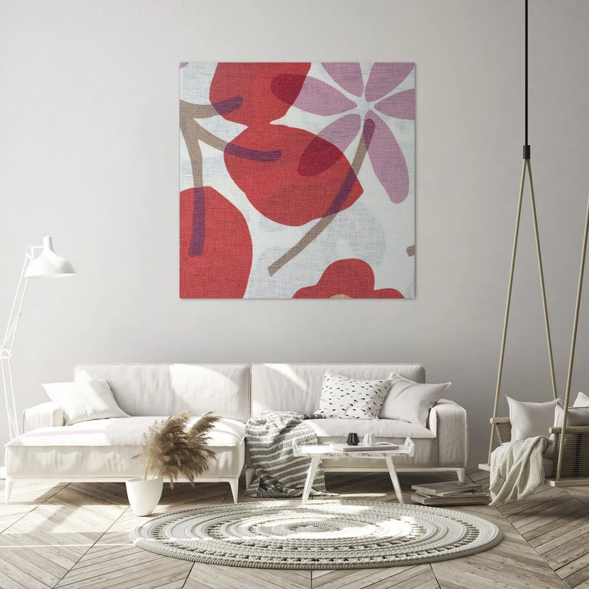 Canvastavla - Bild på duk - Blomsterkomposition i rosa - 30x30 cm
