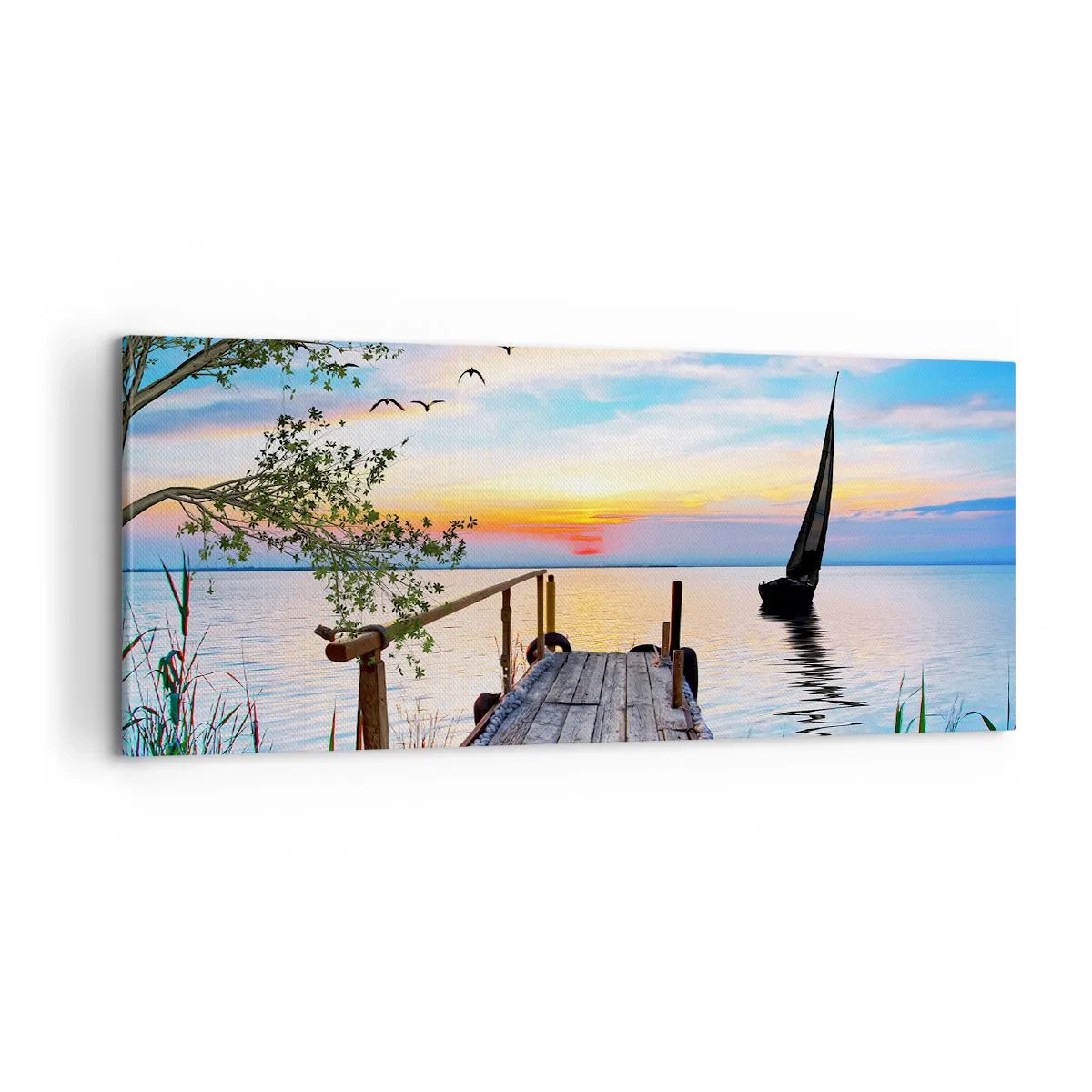 Canvastavla - Bild på duk - God kväll - 100x40 cm