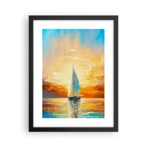 Affisch i svart ram - Segla i gult - 30x40 cm
