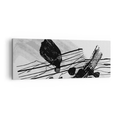 Canvastavla - Bild på duk - Svartvit organisk abstraktion - 140x50 cm