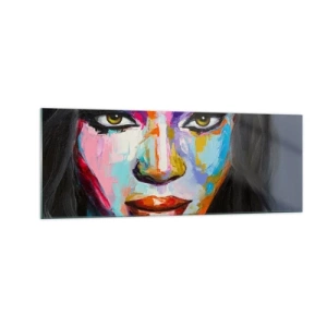 Glastavla - Bild på glas - Kan inte ta ögonen från henne - 140x50 cm