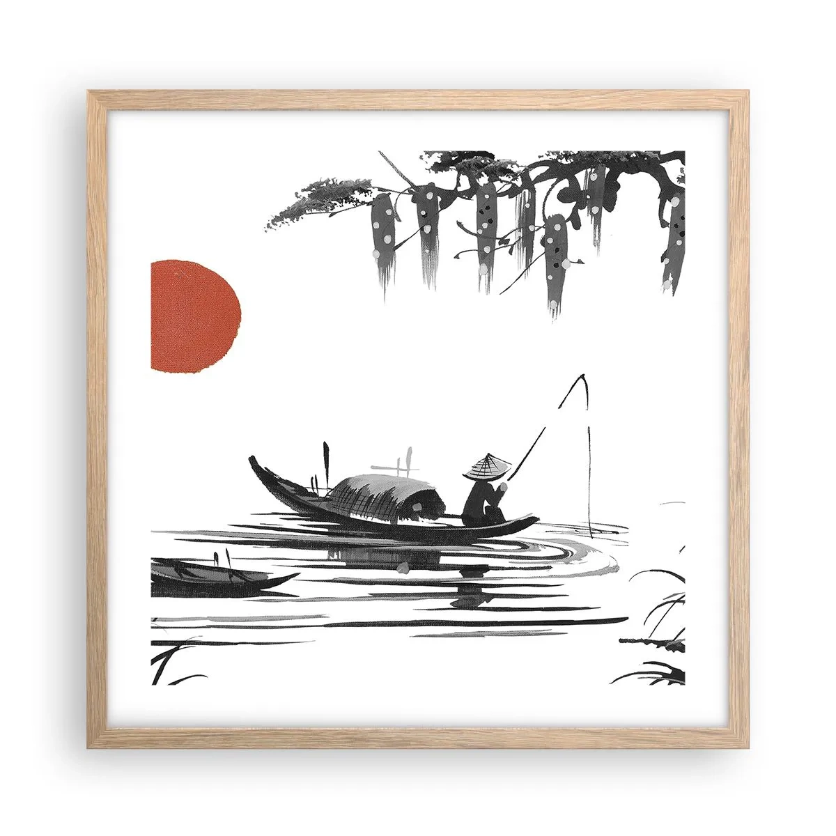 Affisch i ram av ljusek - Asiatisk eftermiddag - 50x50 cm