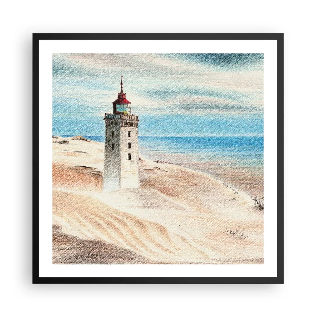 Affisch i svart ram - Tittar alltid i havet - 60x60 cm