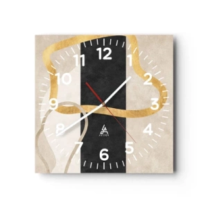 Väggklocka - Klocka på glas - Slingrande former - 30x30 cm