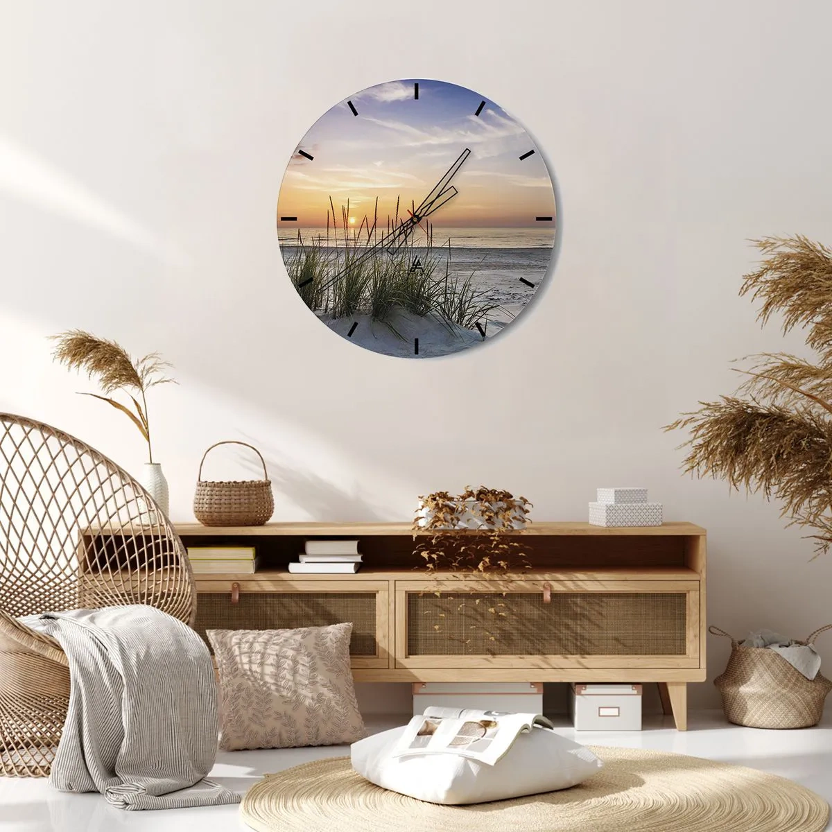 Väggklocka - Klocka på glas - Titta, tänk, känn - 40x40 cm