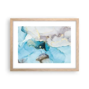 Affisch i ram av ljusek - Studie över mötet mellan grå och turkos - 40x30 cm