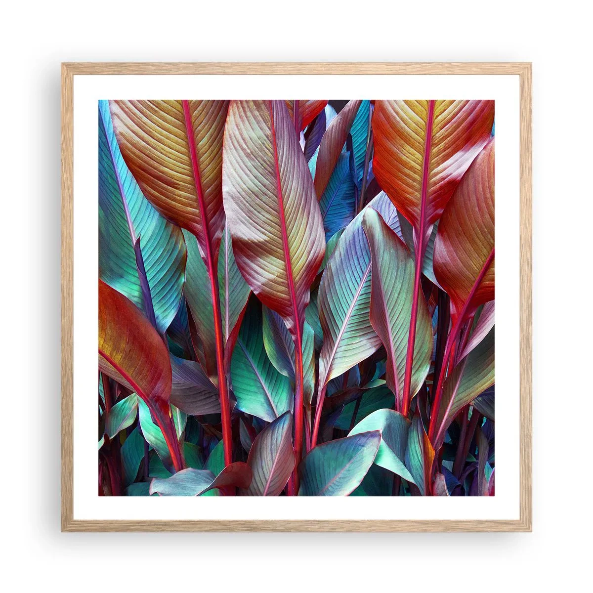 Affisch i ram av ljusek - En färgglad tätskog - 60x60 cm