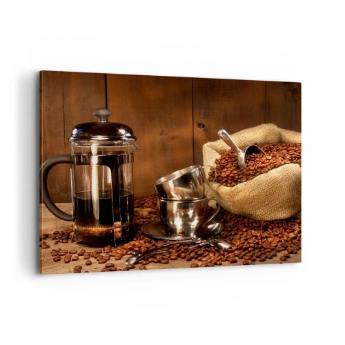 Canvastavla - Bild på duk - Kaffets charm - arom och smak - 100x70 cm