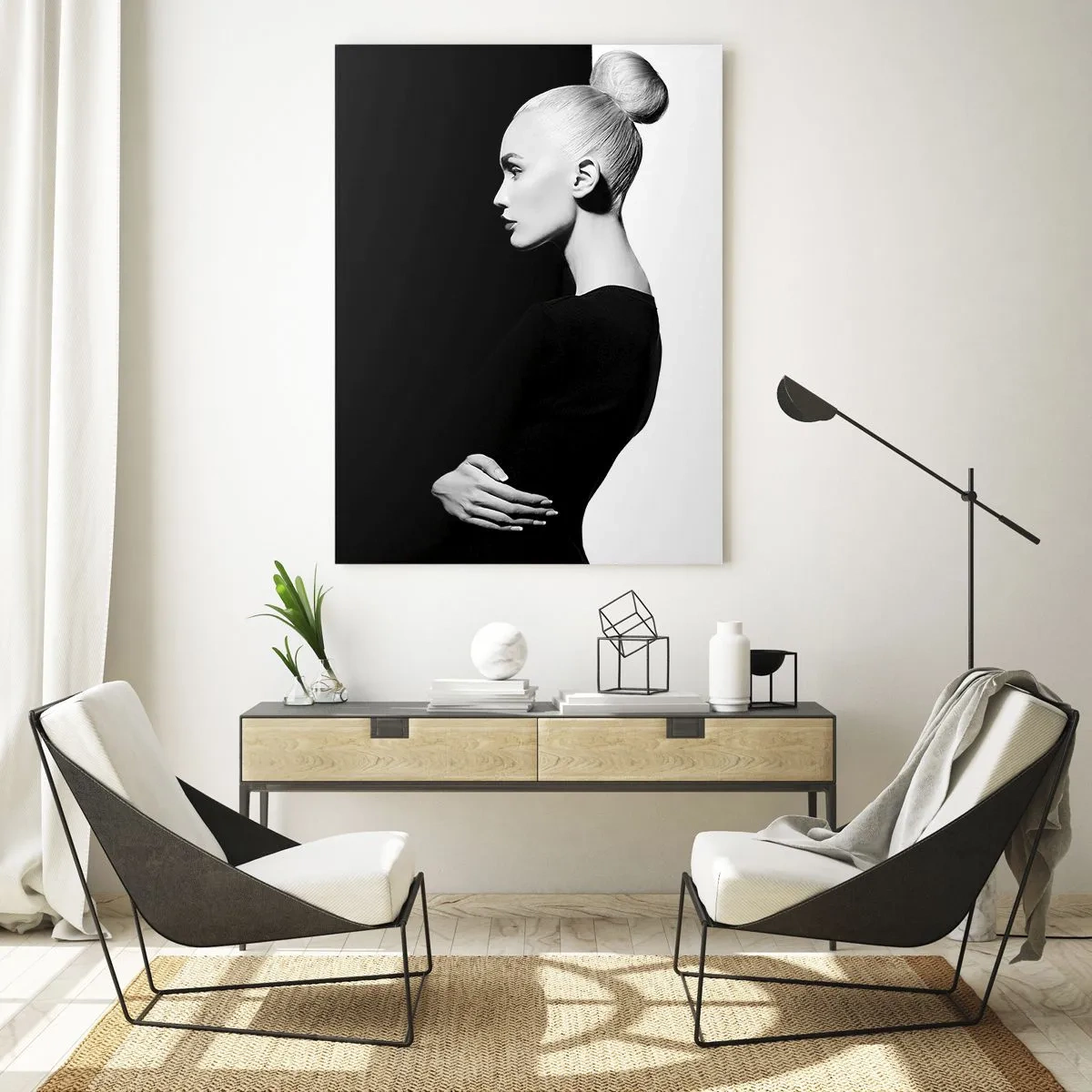 Glastavla - Bild på glas - Helt enkelt en kvinna - 80x120 cm