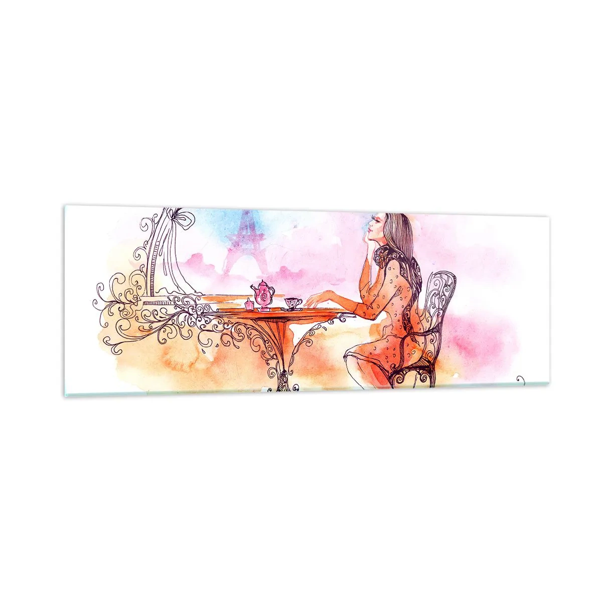 Glastavla - Bild på glas - Paris stil - 90x30 cm