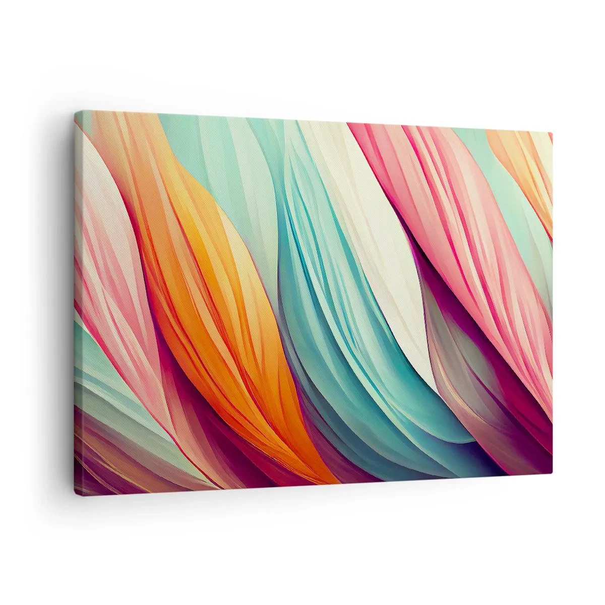 Canvastavla - Bild på duk - Abstrakta linjer i pastellfärger och livfulla färger - 70x50cm - Regnbågsväv - Modern väggdekoration för vardagsrum och sovrum ARTTOR