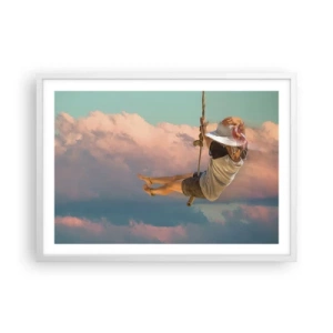 Affisch i vit ram - Lek i molnen - 70x50 cm