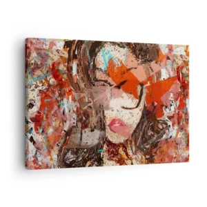 Canvastavla - Bild på duk - Abstrakt porträtt av en kvinna i intensiva färger - 70x50cm - Ingen vet på riktigt hurdan du är - Modern väggdekoration för vardagsrum och sovrum ARTTOR