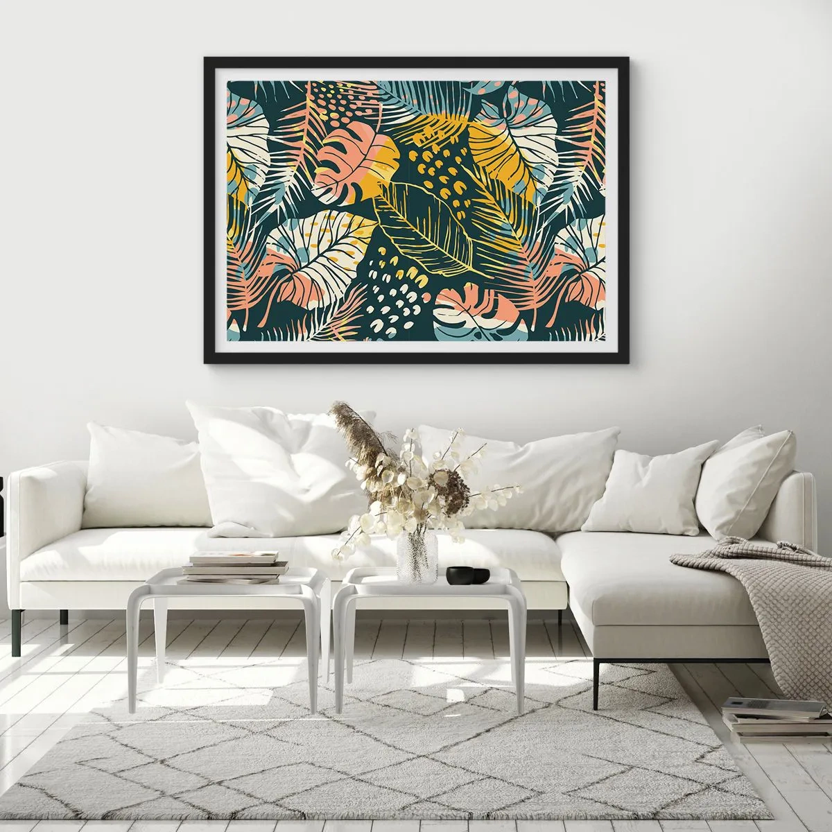 Affisch i svart ram - Lövfantasi - 70x50 cm