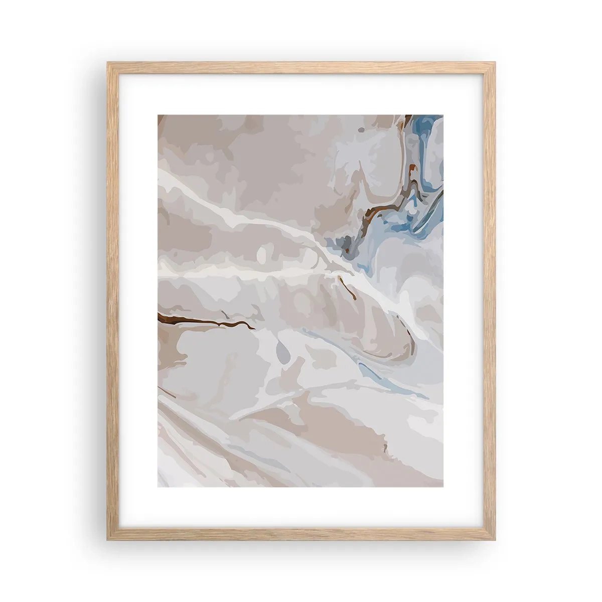 Affisch i ram av ljusek - Blåa meanderlopp under vithet - 40x50 cm