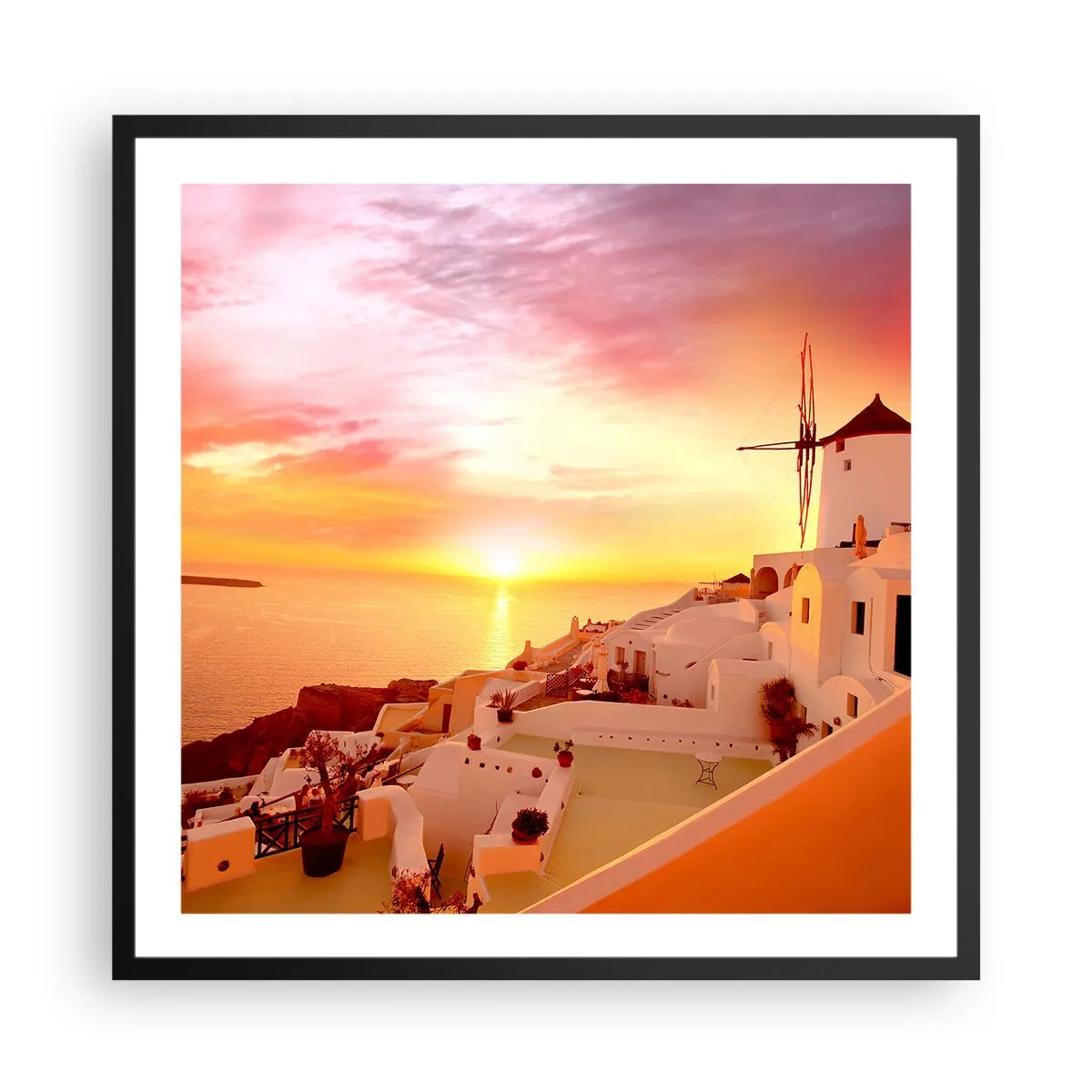 Affisch i svart ram - Smälta sig in i vitt och guld - 60x60 cm